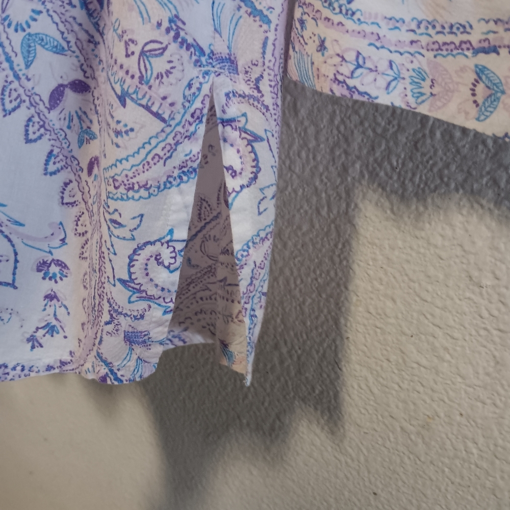 CHICO'S lightweight cotton print button down tunic, 2P - Picture 6 of 13